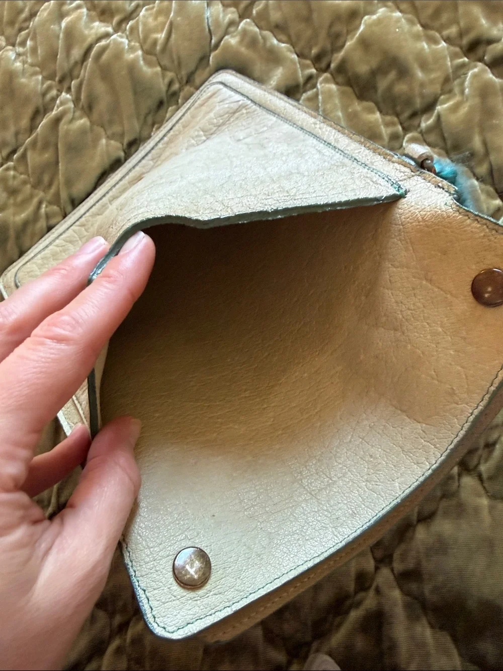Free People Teal Leather Tablet Sleeve with Teal Stitching